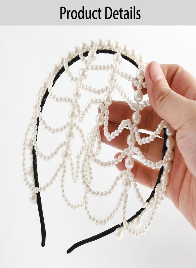 HLTOO 1920s Pearl Cap Headpiece, Roaring 20s Headbands for women, Head Chain Hair Accessories, for Wedding Bridal Cosplay Halloween Art Decor Party - Image 2